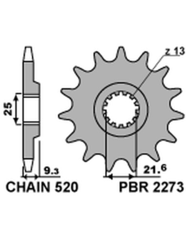 Pinion față standard din oțel PBR 2273 - 520