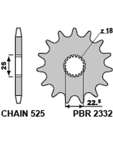 PBR Steel Standard Front Sprocket 2332 - 525