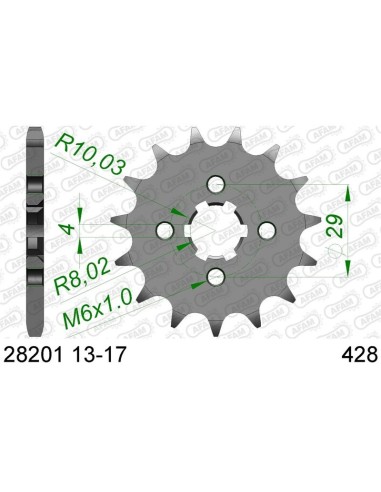 Pinion față standard din oțel AFAM 28201 - 428