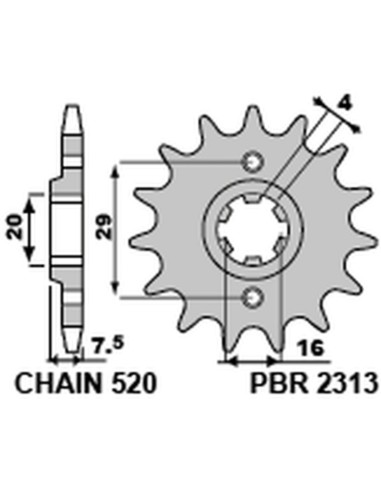 PBR Steel Standard Front Sprocket 2313 - 520