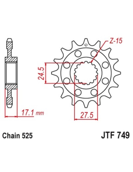 JT SPROCKETS Steel Standard Front Sprocket 749 - 525