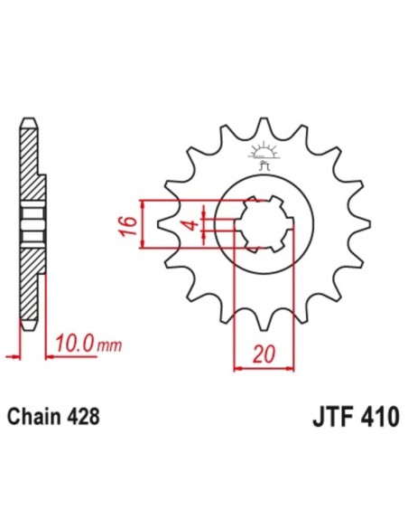 JT SPROCKETS Steel Standard Front Sprocket 410 - 428