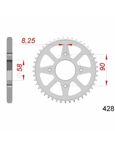 AFAM Steel Standard Rear Sprocket 14212 - 428