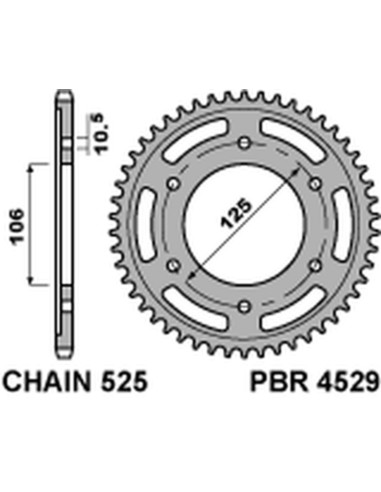 PBR Standard C45 Steel Rear Sprocket 4529 - 525