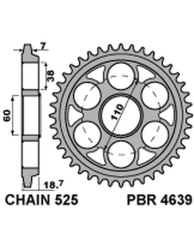 Pinion din aluminiu PBR , ultra-ușoară, anodizat dur 4639 - 525