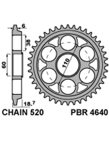 PBR Ultra-Light Aluminium Hard Anodized Rear Sprocket 4640 - 520