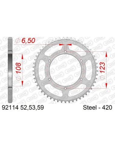 AFAM Steel Standard Rear Sprocket 92114 - 420