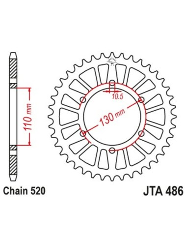 JT SPROCKETS Aluminium Ultra-Light Rear Sprocket 486 - 520