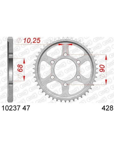 AFAM Self cleaning Steel Rear Sprocket - 428