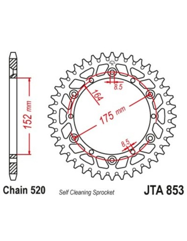 JT SPROCKETS Aluminium Ultra-Light Rear Sprocket 853 - 520