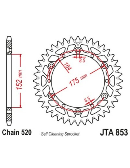 JT SPROCKETS Self cleaning Aluminium Rear Sprocket - 520