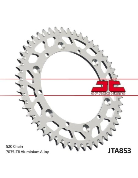 JT SPROCKETS Pinion din aluminiu ultra-ușor cu autocurățare 853 - 520 negru
