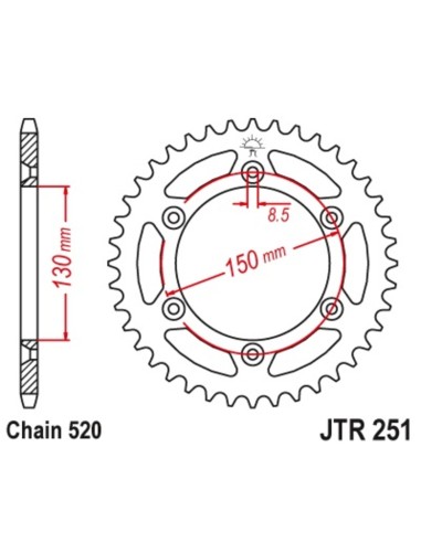 JT SPROCKETS Steel Self-Cleaning Rear Sprocket 251 - 520