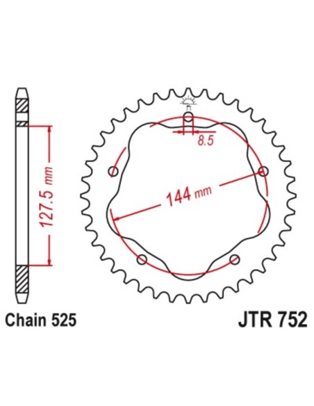 JT SPROCKETS Pinion standard din oțel 752 - 520