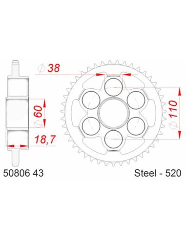 AFAM Steel Standard Rear Sprocket 50806 - 520