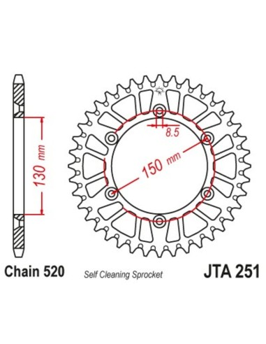 JT SPROCKETS Aluminium Ultra-Light Rear Sprocket 251 - 520