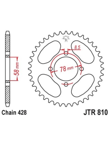 JT SPROCKETS Pinion standard din oțel 810 - 428