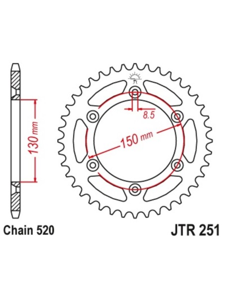 JT SPROCKETS Self cleaning Steel Rear Sprocket - 520