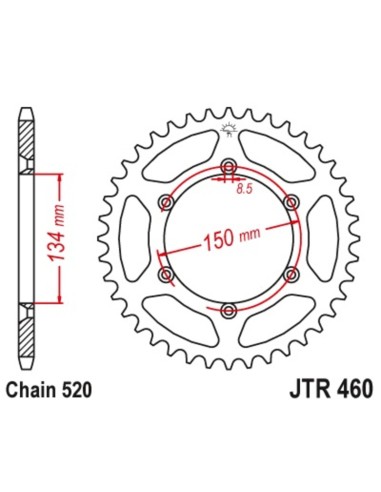 JT SPROCKETS Self cleaning Steel Rear...