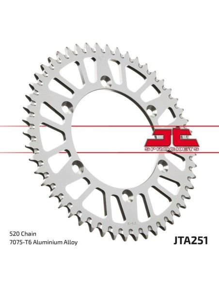 JT SPROCKETS Pinion din aluminiu ultra-ușor cu autocurățare 251 - 520 negru