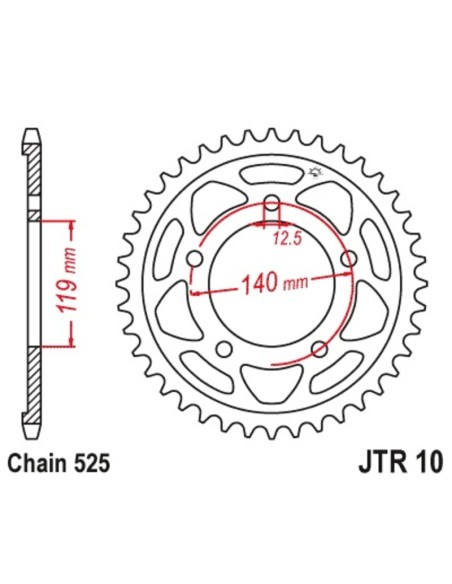JT SPROCKETS Self cleaning Steel Rear Sprocket - 525