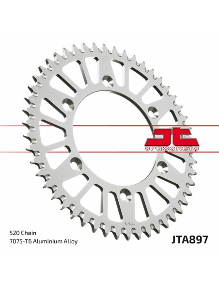 JT SPROCKETS Pinion din aluminiu ultra-ușor, cu autocurățare, 897 - 520 negru
