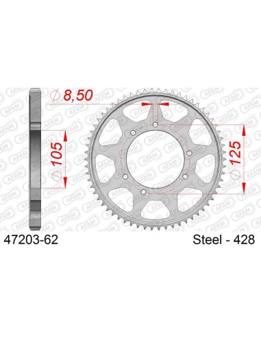 AFAM Steel Standard Rear Sprocket 47203 - 428