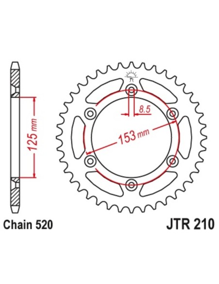 Rear sprocket JT SPROCKETS Steel Self cleaning - 520
