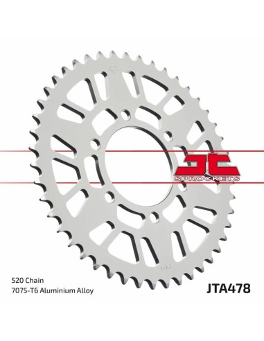 JT SPROCKETS Pinion spate ultra-ușor din aluminiu 478 - 520 negru