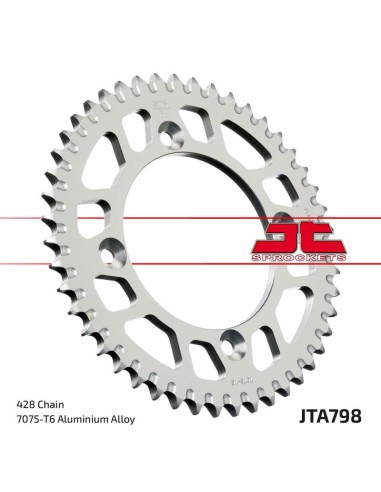 JT SPROCKETS Pinion din aluminiu ultra-ușor cu autocurățare 798 - 428 negru