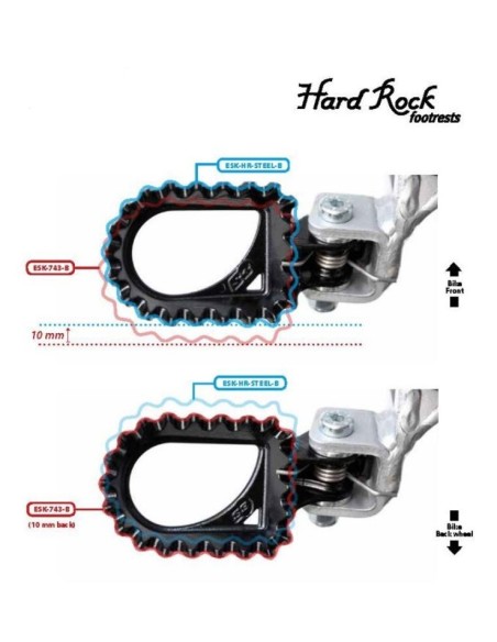 Suport pentru picioare S3 Hard Rock + 10 mm Poziție spate Oțel Negru