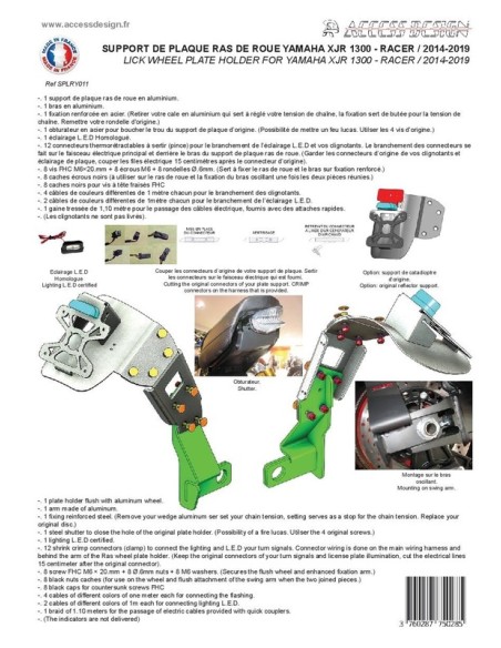 ACCESS DESIGN Suport plăcuță de înmatriculare „montat pe roți” negru Yamaha XJR1300