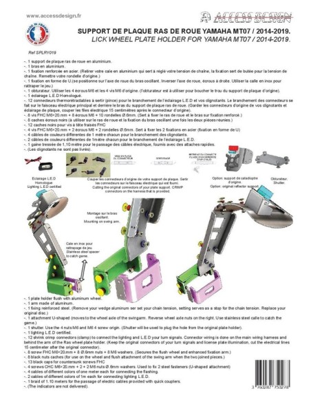 ACCESS DESIGN Suport plăcuță de înmatriculare „montat pe roți” negru Yamaha MT-07