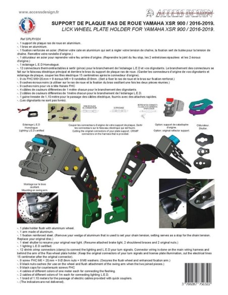 ACCESS DESIGN Suport plăcuță de înmatriculare „montat pe roți” negru Yamaha XSR700