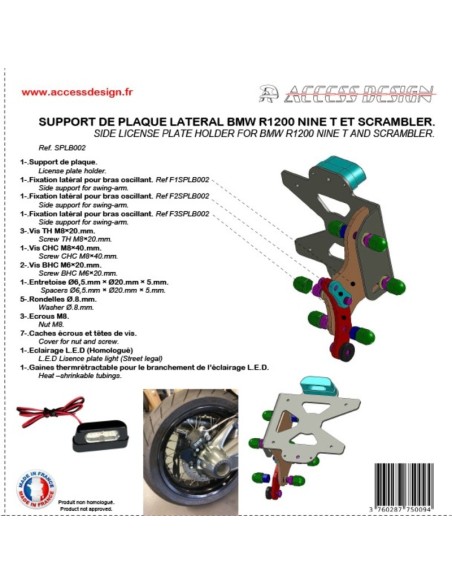 ACCESS DESIGN Side License Plate Holder Black BMW R Nine T1200