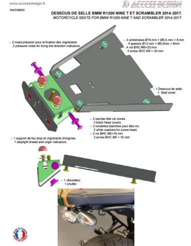 ACCESS DESIGN Sub Șa Negru BMW R Nine...