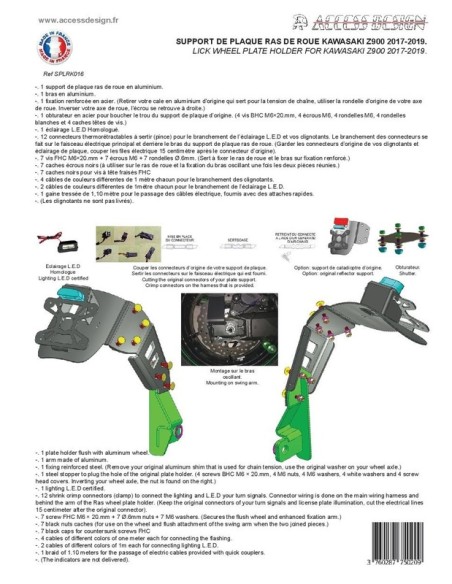 ACCESS DESIGN Suport plăcuță de înmatriculare „montat pe roți” negru Kawasaki Z900