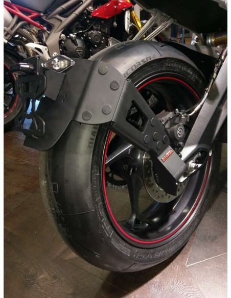 ACCESS DESIGN Suport plăcuță de înmatriculare „montat pe roți” negru Triumph Street Triple 800
