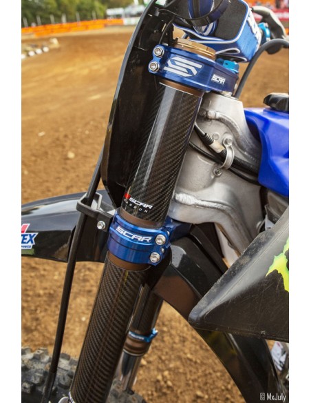 SCAR Triple Clamp Offset 25mm Albastru Yamaha YZ125