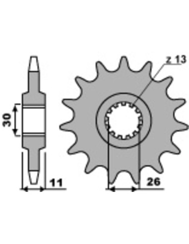 Pinion față standard din oțel PBR 579 - 530