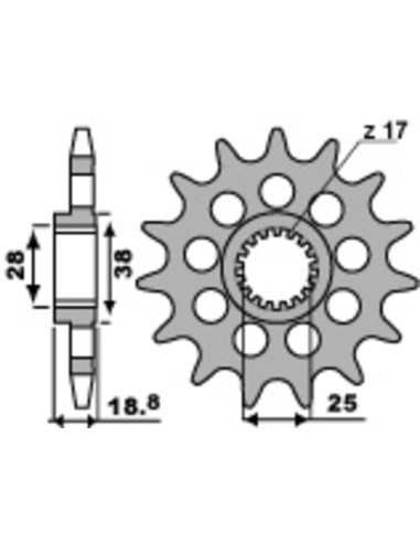 Pinion față standard din oțel PBR 2078 - 525