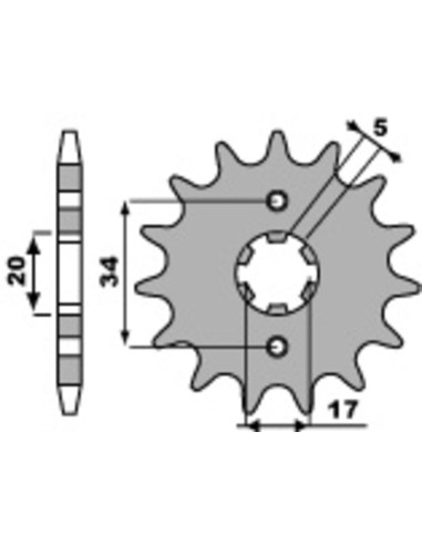 Pinion față standard din oțel PBR 2037 - 428