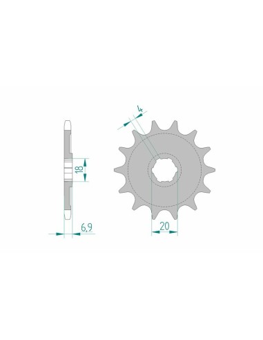 Pinion față standard din oțel AFAM 20204 - 520