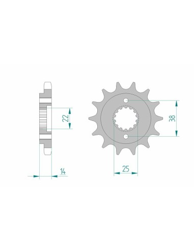 Pinion față standard din oțel AFAM 52602 - 530