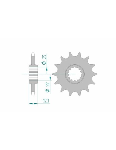 Pinion față standard din oțel AFAM 20407 - 520