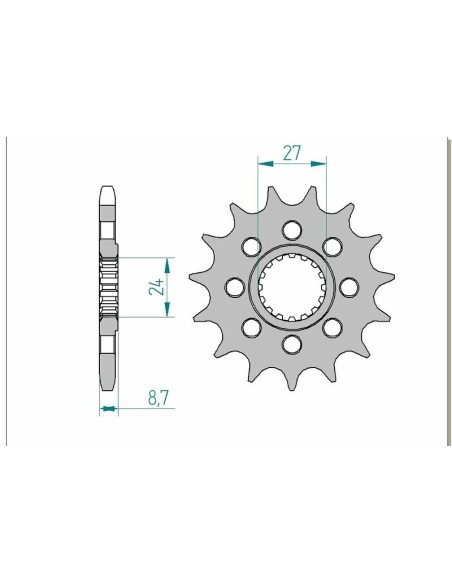 Pinion față standard din oțel AFAM 22901 - 525