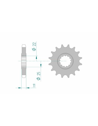 Pinion față standard din oțel AFAM 21602 - 530