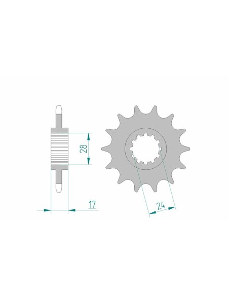 Pinion față standard din oțel AFAM 20516 - 520