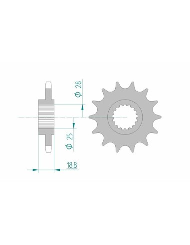 Pinion față standard din oțel AFAM 61600 - 525