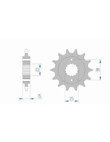 Pinion față standard din oțel AFAM 52607 - 520